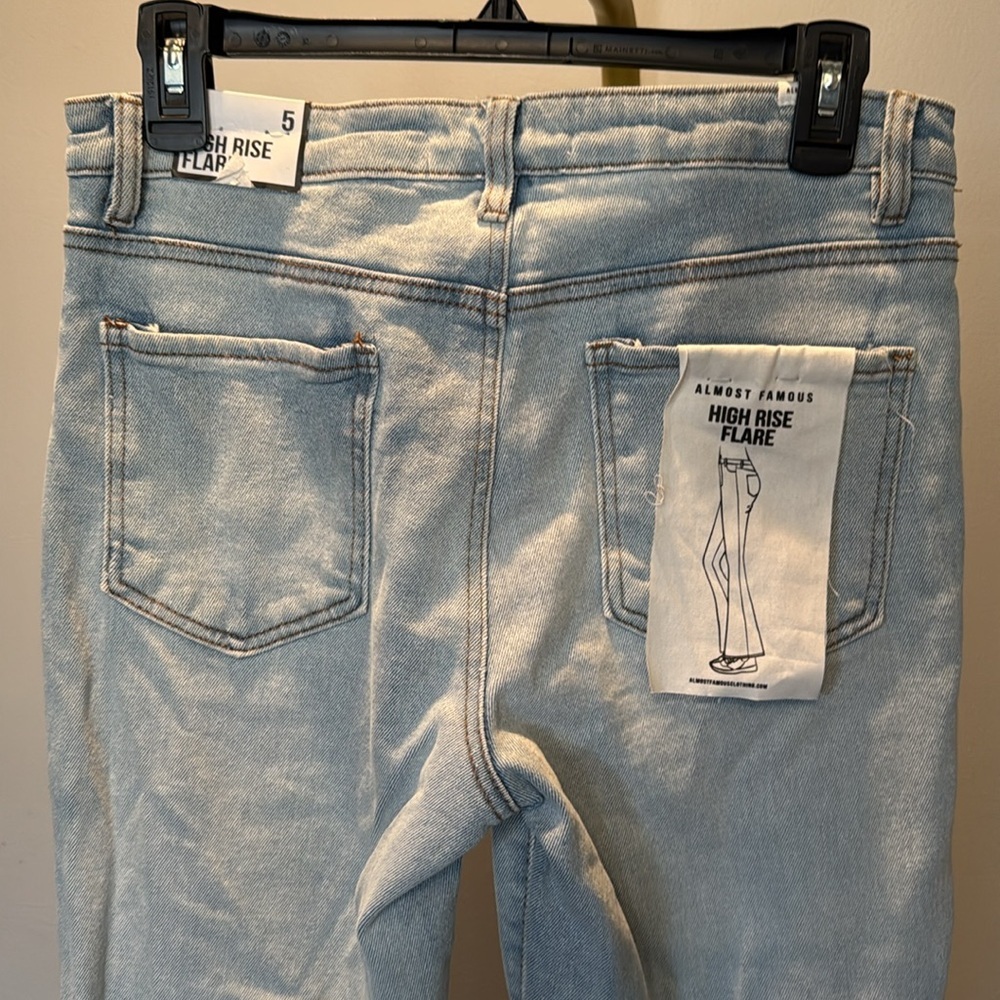 Almost Famous high rise flare patchwork denim fri… - image 5